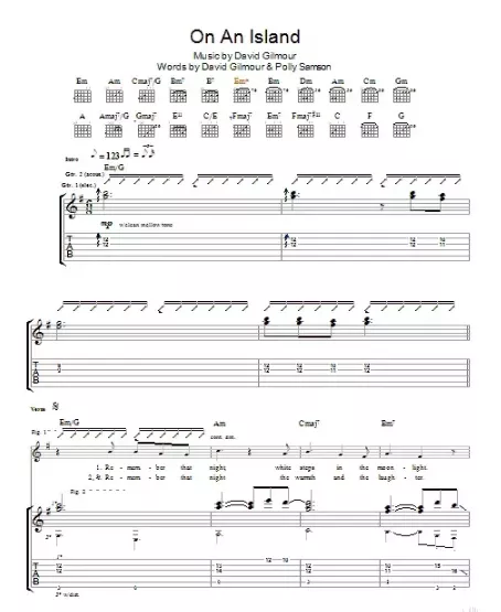 David Gilmour On an Island (Guitar TAB)